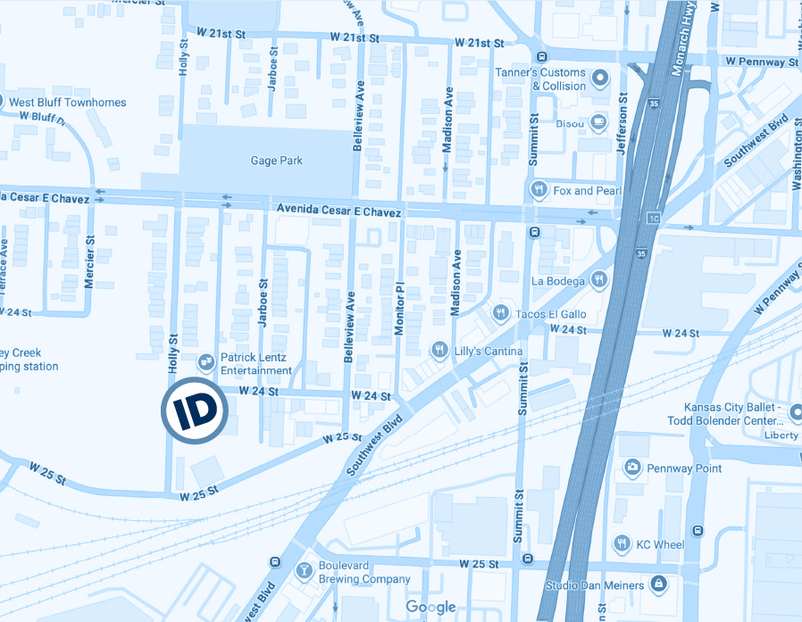 Indicia is located at the corner of 24th and Holly Street, just west of Southwest Boulevard.