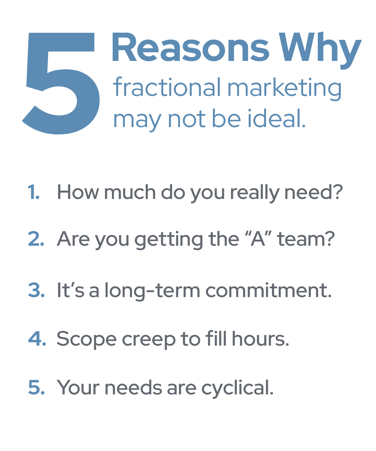 5-reasons 5 Reasons why fractional marketing may not be ideal.